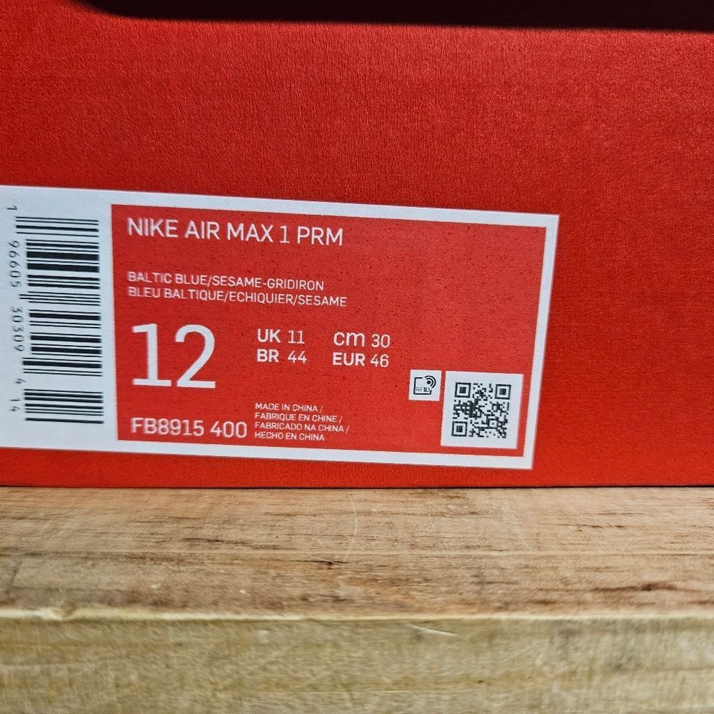Nike Air Max 1 Blue Mens Running Shoe Sneaker FB8915-400 - Picture 14 of 15